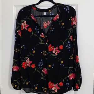 Black Floral Old Navy Blouse